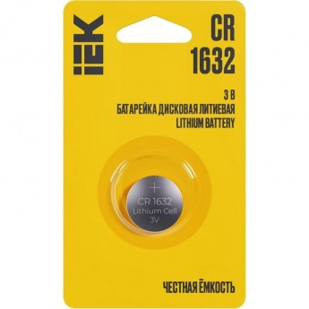 Элемент питания дисковый литиевый IEK CR1632 (блист.1шт) ABT-CR1632-OP-L01 Элемент питания дисковый литиевый IEK CR1632 (блист.1шт) ABT-CR1632-OP-L01