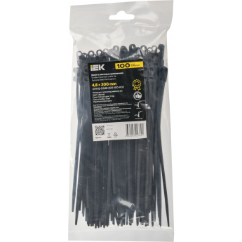 Хомут IEK UHH12-D036-150-100-K02 3.6х150мм P6.6 с винтовым креплением черный (уп.100шт)