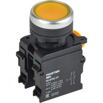 Кнопка d22мм IEK MI-BT60-11T-3-21-K05 1НО+1НЗ MASTER с фиксацией желтая