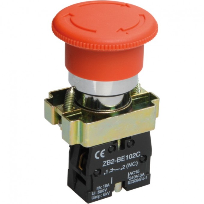 Кнопка управления IEK LAY5-BS542 "Грибок" аварийная поворотная с фиксацией BBG90-BS-K04