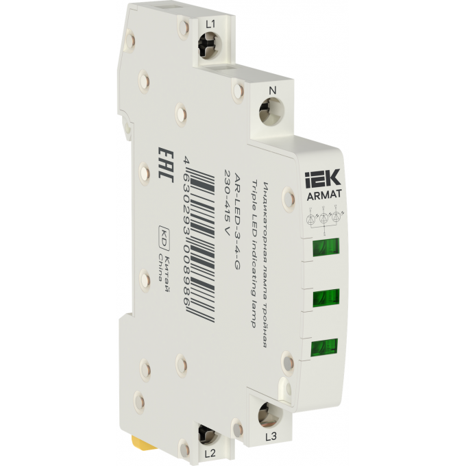 Лампа индикаторная тройная IEK ARMAT LED 230-415В AC зеленый AR-LED-3-4-G