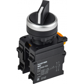 Переключатель на 2 положения IEK MASTER MI-SW60-11X2-3-24-2-K02 1НО+1НЗ черный