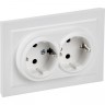 Розетка 2-местная IEK BRITE РСш12-3-БрАБ 16А в сборе с заземл. защ. шторки арктич. бел. BR-R24-16-K91-F