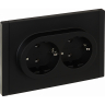 Розетка 2-местная IEK FORTEPIANO с заземлением, без защитных шторок, безвинтовое крепление, 16А FP124 черный FP-R21-16-1-K02