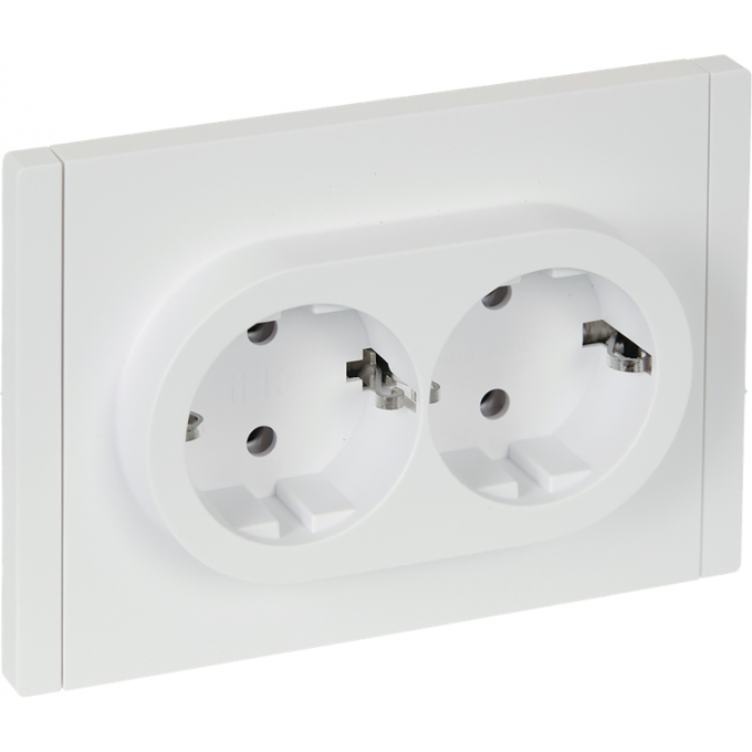 Розетка 2-местная IEK FORTEPIANO с заземлением, без защитных шторок, безвинтовое крепление, 16А FP224 белый FP-R21-16-1-K01