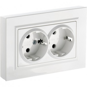 Розетка 2-местная с заземлением без защитных шторок IEK BRITE 16А в сборе РС12-3-БрБ белый - BR-R21-16-K01-F Розетка 2-местная с заземлением без защитных шторок IEK BRITE 16А в сборе РС12-3-БрБ белый - BR-R21-16-K01-F