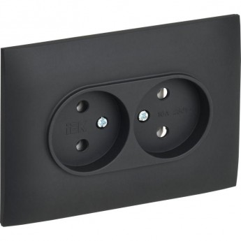 Розетка 2-постовая IEK SKANDY SK-R10G 10А без заземления/без шторок, в сборе, графит SK-R20-10-K53-F