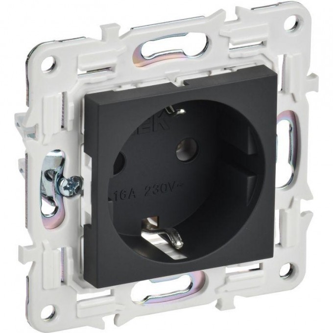 Розетка IEK SKANDY SK-R05G 16А с заземлением/без шторок графит SK-R11-16-K53