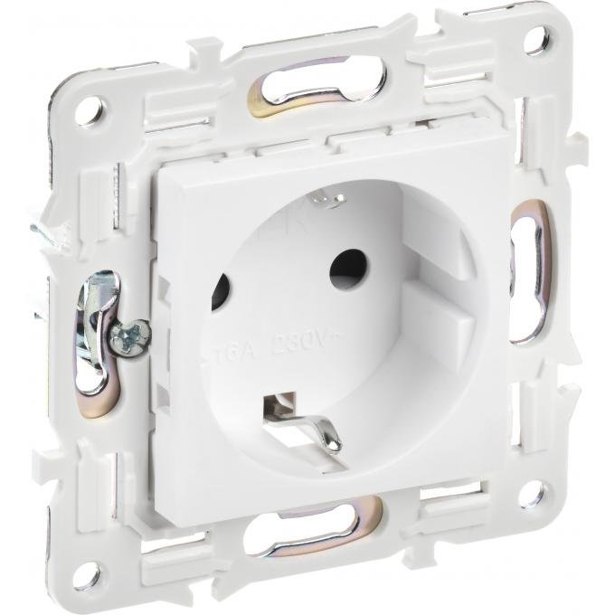 Розетка IEK SKANDY SK-R06W с заземлением с защитными шторками 16А арктический белый SK-R14-16-1-K01