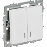 Выключатель 2-клавишный IEK СП BRITE R-V20-1-10-K91 ВС10-2-1-БрАБ 10А с индикацией механизм арктич. белый BR-V20-1-10-K91