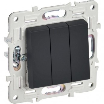 Выключатель 3-клавишный IEK SKANDY 10А SK-V11G графит SK-V30-0-10-K53