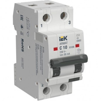 Выключатель автоматический дифференциального тока IEK ARMAT AR-B10N-2-C010C030B10N 2P C10 30мА тип AC